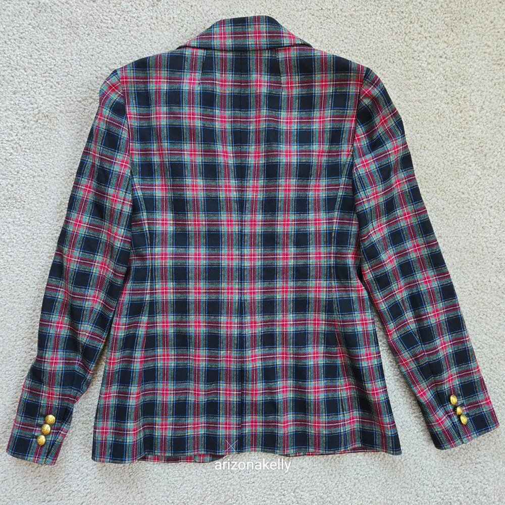 NWOT J. Crew Shrunken Blazer in Black Stewart Tartan Plaid Wool Blend 0 - Picture 7 of 16
